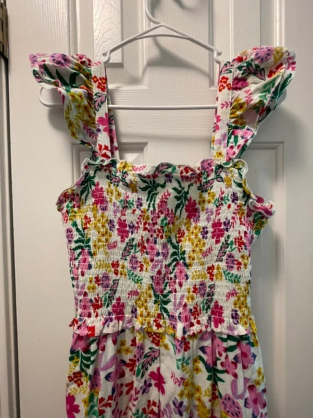 THML Women's Strap Floral Smocked Maxi Dress, Pink Green, Size M - Picture 2 of 8